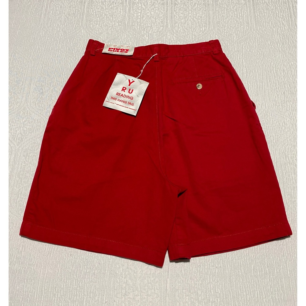 Pivot Rules Golf Shorts‎ Red Vintage 90s High Waist Cotton Embroidered Size 28 W